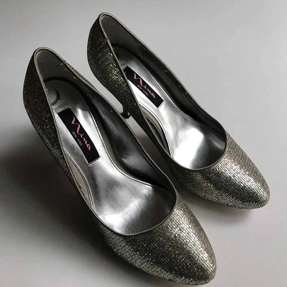 Nina New York Glitter Fabric High Heel Shoes - Picture 3 of 7